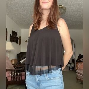 Flowy black Tank with mesh